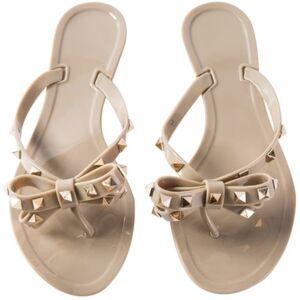 Women's Studded Bow Sandals - Cream